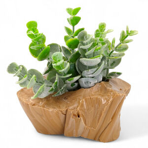 Carmel Chocolate Coffee Art Glass Cullet Planter Slag Glass with Hole #4XL46